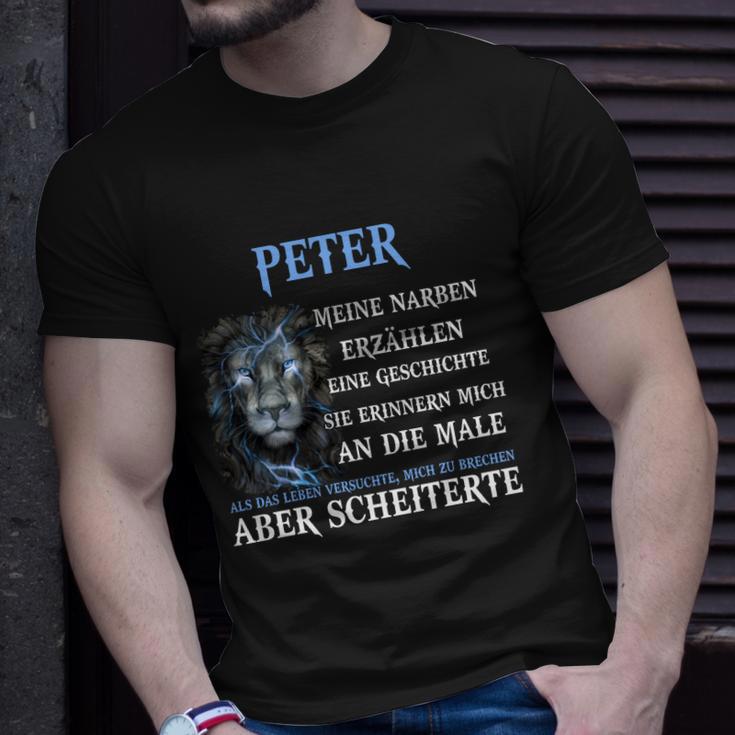 Peter Löwenkraft Motivations-T-Shirt, Narben Geschichten Spruch Tee Geschenke für Ihn