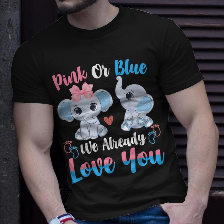 Pink Or Blue We Always Love You Funny Elephant Gender Reveal Unisex T-Shirt Gifts for Him