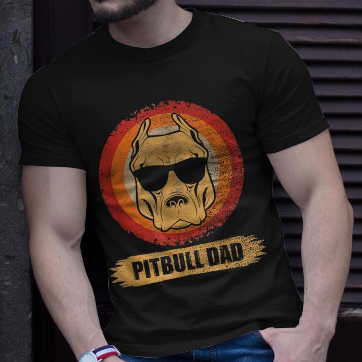Pitbull Dad Dog With Sunglasses Pit Bull Father & Dog Lovers T-shirt Gifts for Him