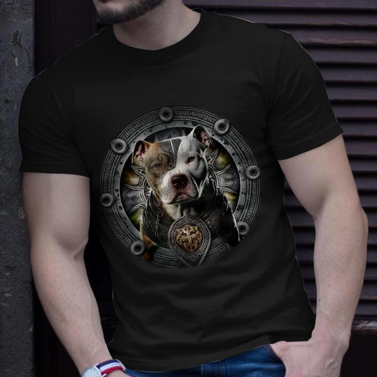 Pitbull Dad Viking Nordic Vikings Pit Bul Warrior Themed Unisex T-Shirt Gifts for Him