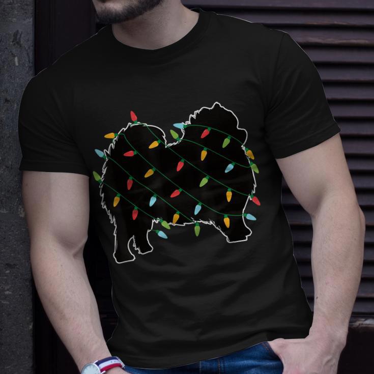 Pomeranian Lichterkette Weihnachtsmotiv Hund Weihnachten T-Shirt Geschenke für Ihn