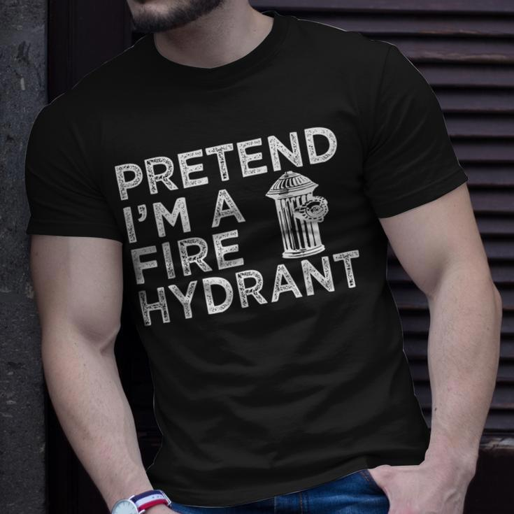 Pretend Im Fire Hydrant Firefighter Lazy Halloween Costume T-Shirt Gifts for Him