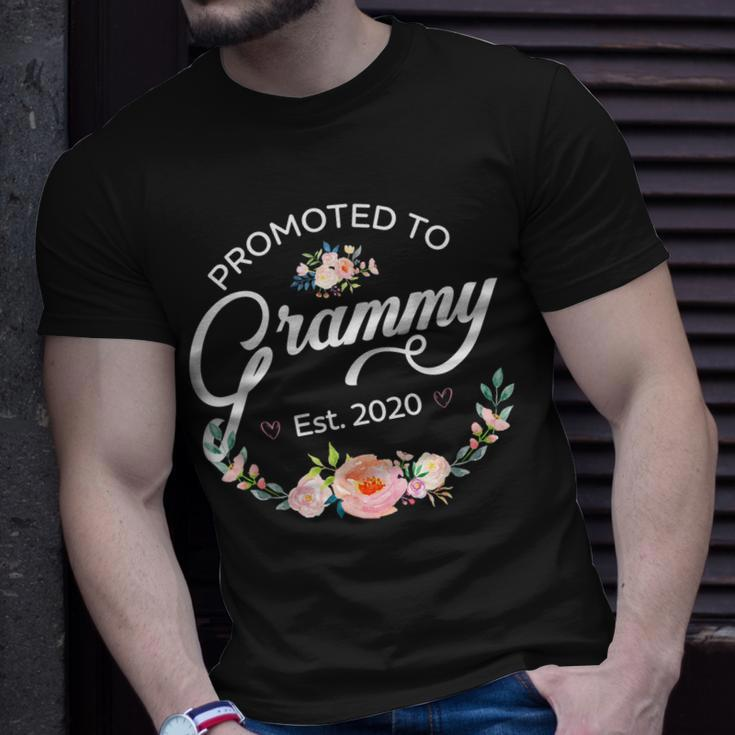 Promoted To Grammy Est 2020 First Time Grandma Floral Unisex T-Shirt Gifts for Him