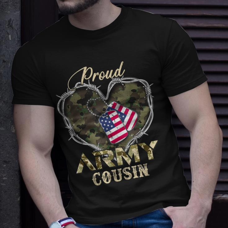 Proud Army Cousin With Heart American Flag For Veteran T-Shirt Gifts for Him