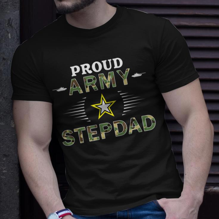 Proud Army Stepdad Military Pride Camouflage Graphics Army Gift For Mens Unisex T-Shirt Gifts for Him