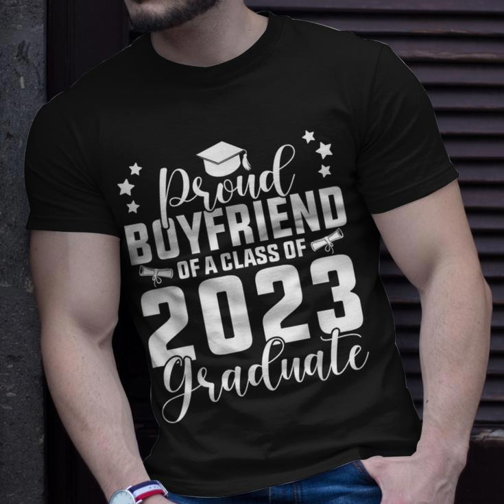 Proud Boyfriend Of A Class Of 2023 Graduate Senior Family Unisex T-Shirt Gifts for Him