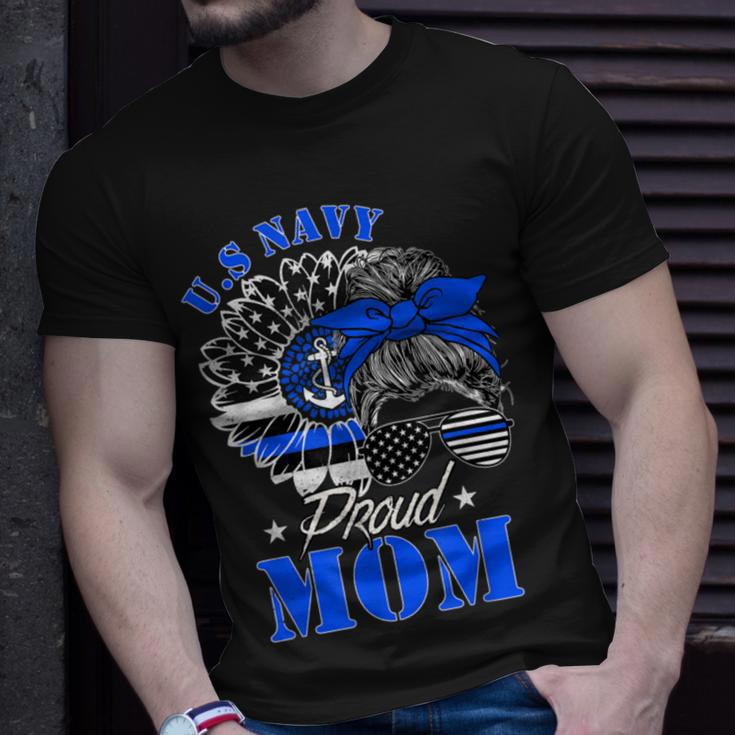 Proud Coast Guard Mom Us Navy Mother Messy Bun HairUnisex T-Shirt Gifts for Him