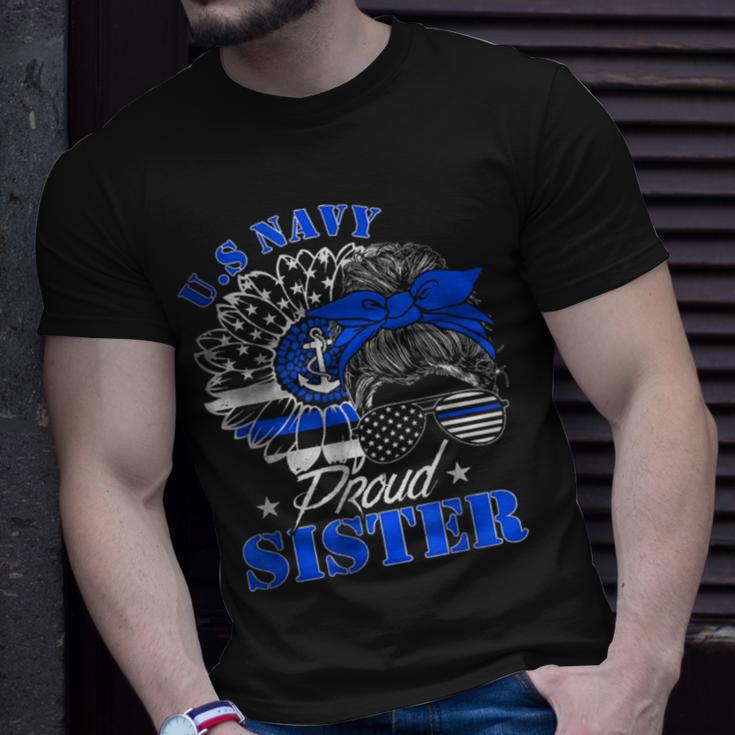 Proud Coast Guard Sister Us Navy Mother Messy Bun HairUnisex T-Shirt Gifts for Him