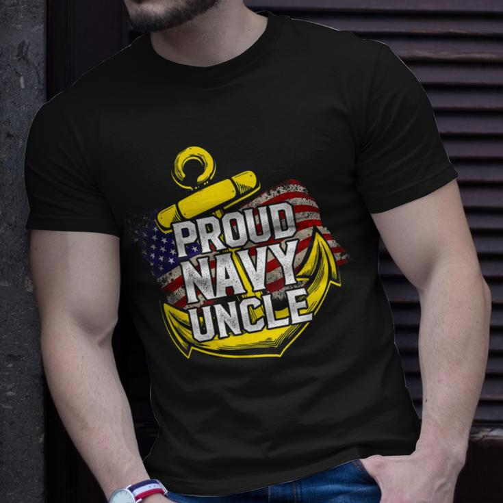 Proud Navy Uncle American Flag Anchor Gold Gift Gift For Mens Unisex T-Shirt Gifts for Him