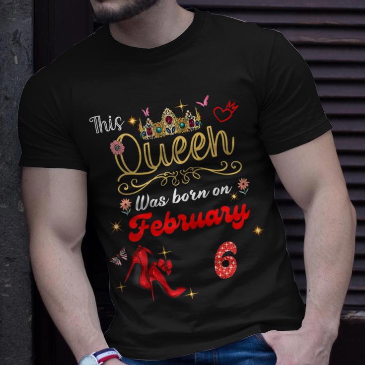 This Queen Was Born Am 6 Februar Geburtstag Frauen T-Shirt Geschenke für Ihn