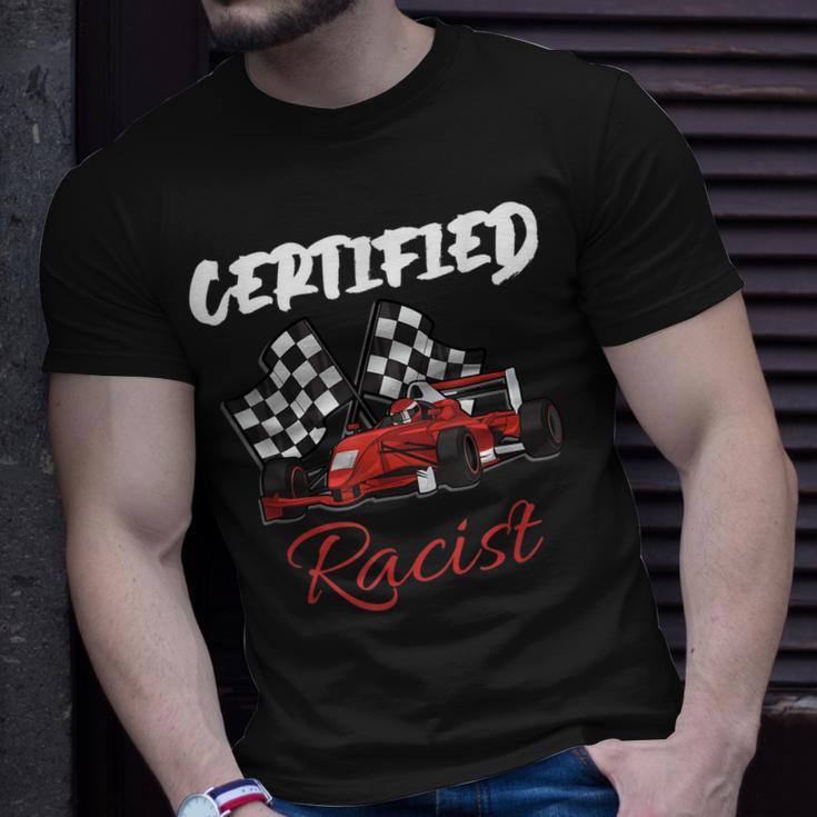 Racer Boost Speedster Certified Retro Racist Certified Race T-Shirt Gifts for Him