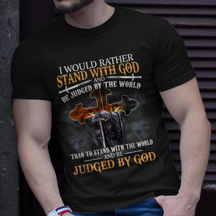 I Would Rather Stand With God Christian Knight Templar Lion T-Shirt Gifts for Him