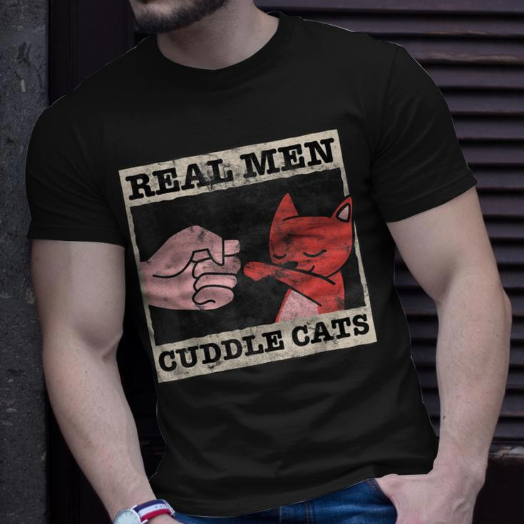Real Men Cuddle Cats Funny Cat Dad Pet Cats Lover Unisex T-Shirt Gifts for Him