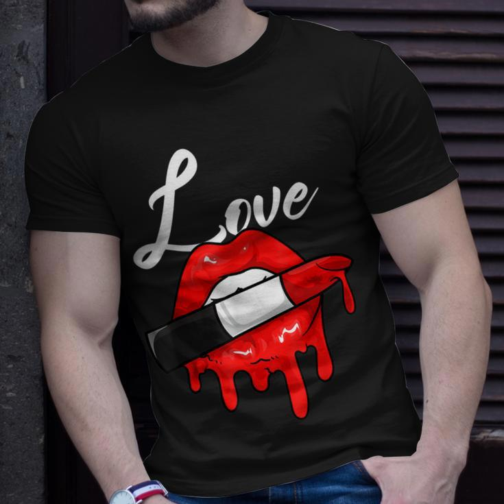 Red Lipstick Lips Love Valentines Day Make Up Valentines T-Shirt Gifts for Him