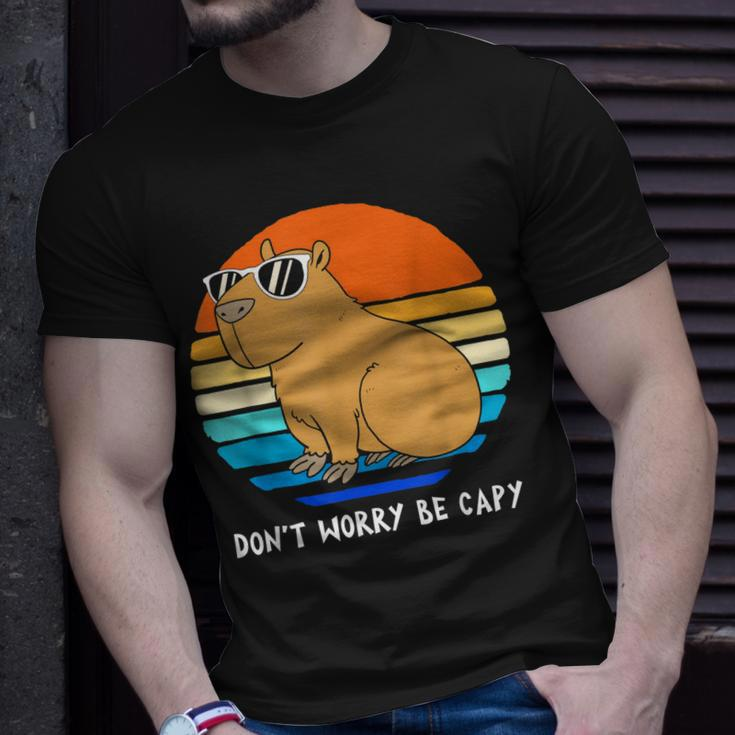 Retro Rodent Funny Capybara Dont Be Worry Be Capy Unisex T-Shirt Gifts for Him