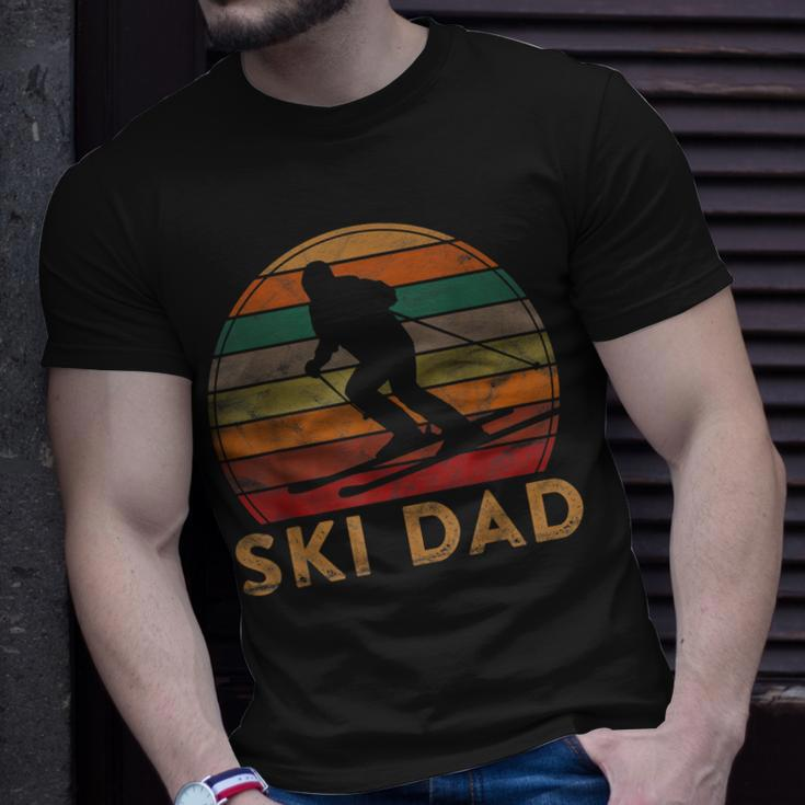 Mens Retro Ski Dad Sunset Winter Skiing Daddy Father Skier T-Shirt Gifts for Him