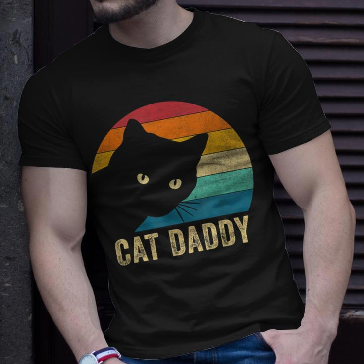 Retro Vintage Cat Daddy Funny Cat Dad Gifts Fathers Day Unisex T-Shirt Gifts for Him