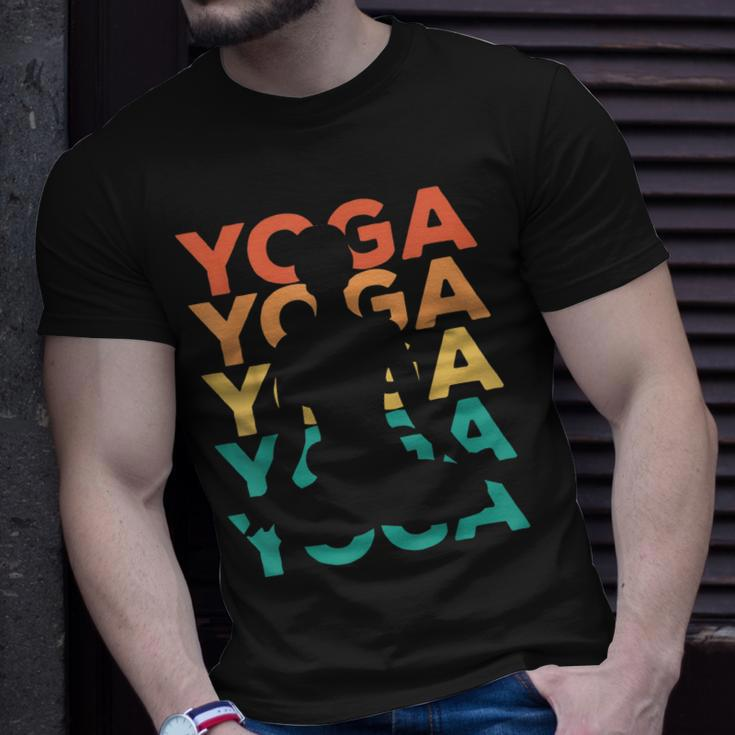 Retro Yoga Poses T-Shirt, Farbenfrohes Design für Yoga-Liebhaber Geschenke für Ihn