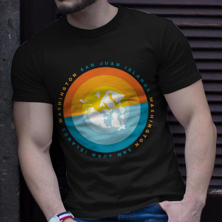 San Juan Islands Washington Sunset Graphic Unisex T-Shirt Gifts for Him