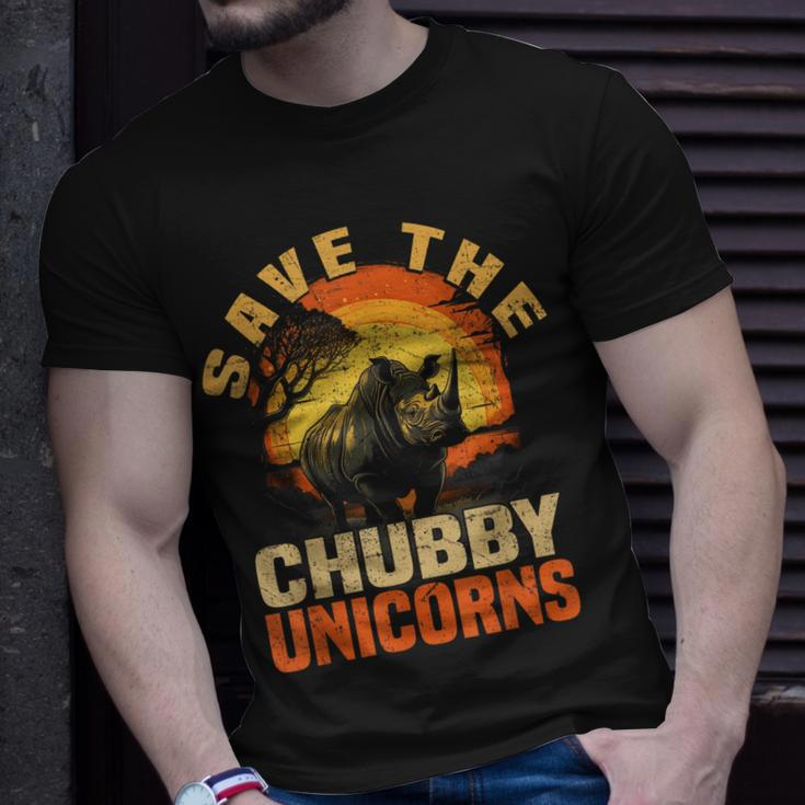 Save The Chubby Unicorns Vintage Funny Rhino Animal Rescue Unisex T-Shirt Gifts for Him