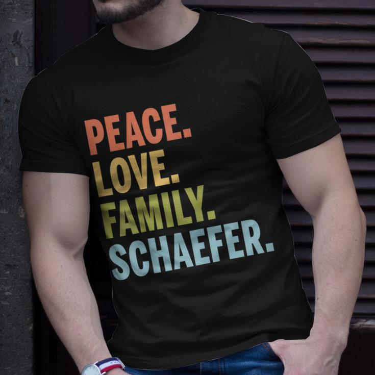 Schaefer Last Name Peace Love Family Matching Unisex T-Shirt Gifts for Him