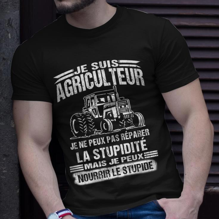 Schwarzes T-Shirt mit Je suis Agriculteur, Traktor-Design für Landwirte Geschenke für Ihn