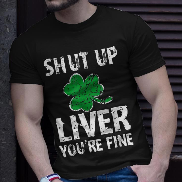 Shamrock Shut Up Liver Youre Fine Irish St Patricks Day T-Shirt Gifts for Him