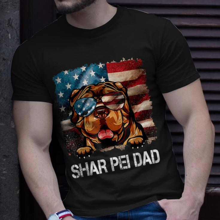 Shar Pei Dad American Flag 4Th Of July Dog Fathers Day Gift For Mens Unisex T-Shirt Gifts for Him