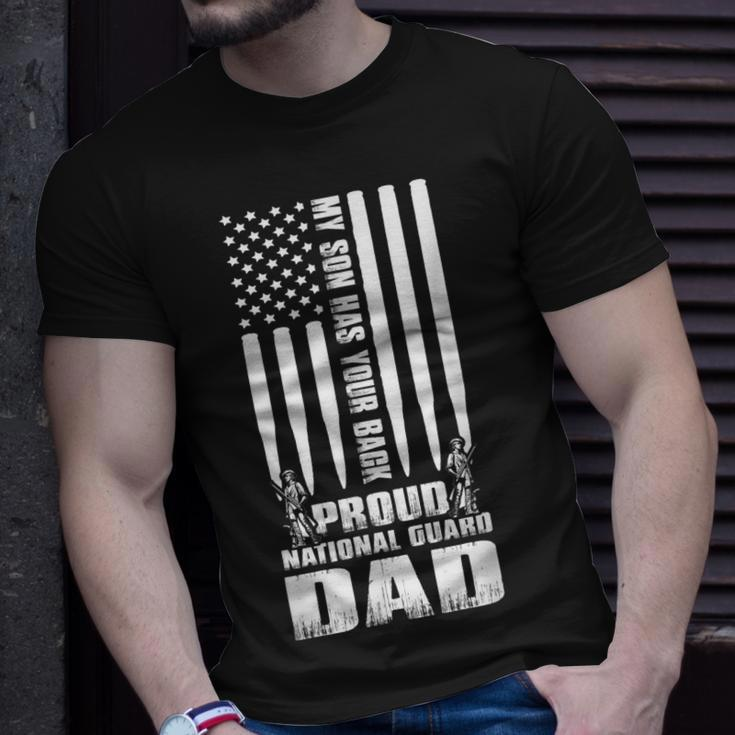 Mens My Son Has Your Back Proud National Guard Dad Army Dad T-Shirt Gifts for Him