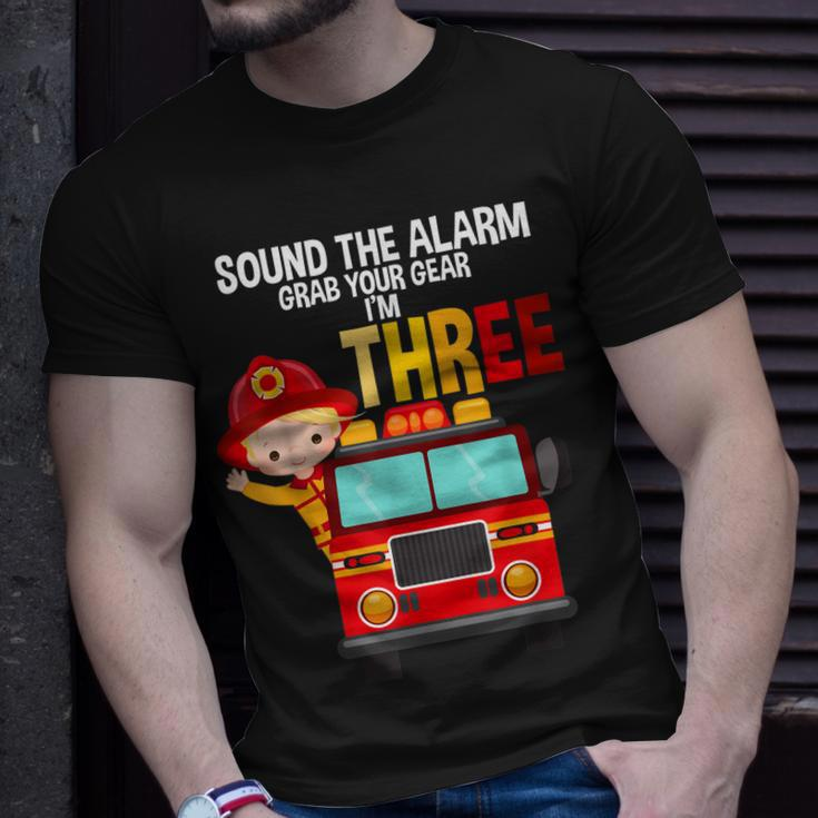 Sound The Alarm Grab Your Gear Im 3 Fire Fighter Fire Truck T-Shirt Gifts for Him