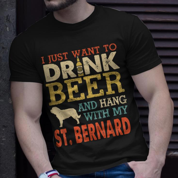 St Bernard Dad Drink Beer Hang With Dog Men Vintage T-Shirt Gifts for Him