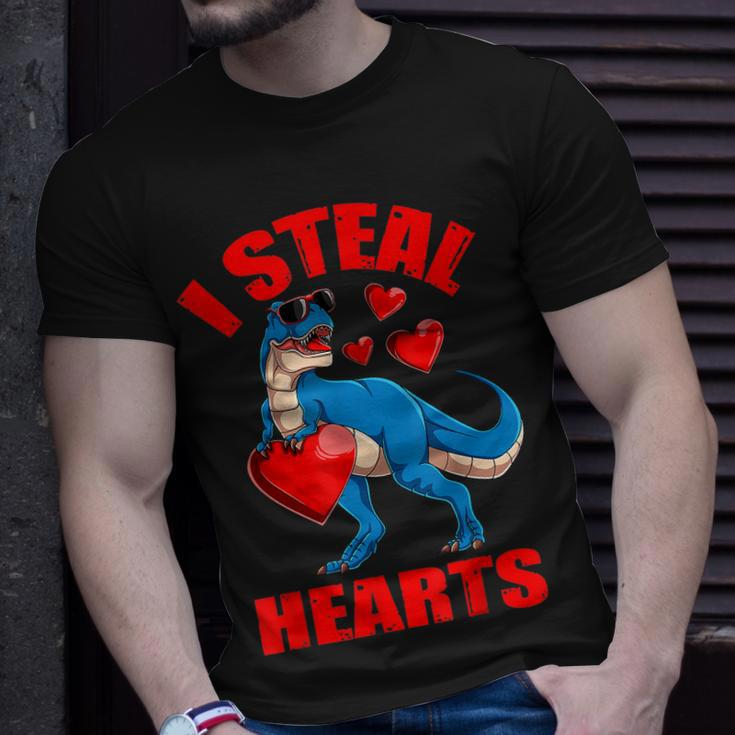 I Steal Hearts Valentines Day Dinosaur Kids Baby Boy Toddler T-Shirt Gifts for Him