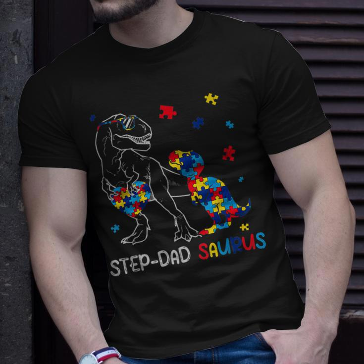 Step Dad Saurus Autism Awareness Day Autistic Dinosaur Unisex T-Shirt Gifts for Him