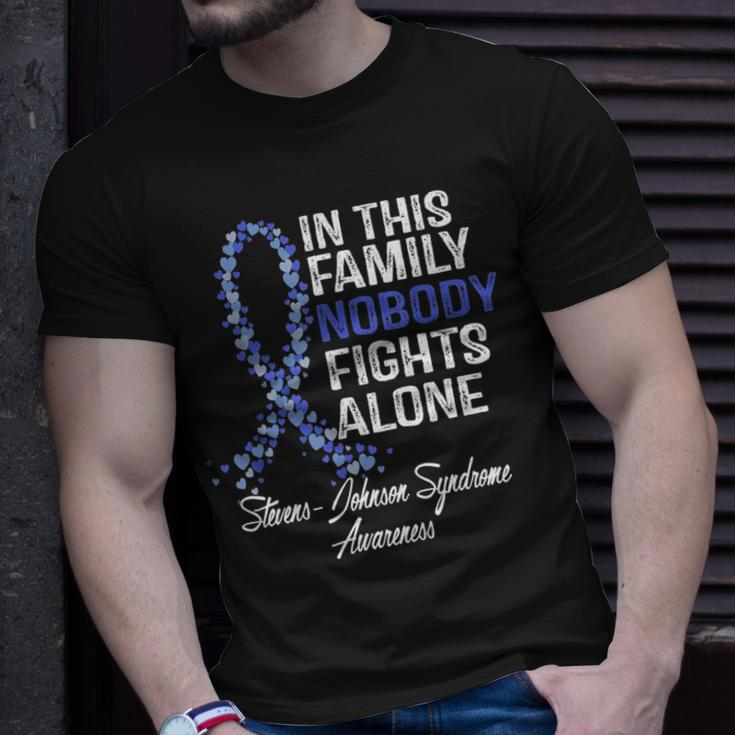 Stevens Johnson Syndrome Awareness Gift Nobody Fights Alone Unisex T-Shirt Gifts for Him