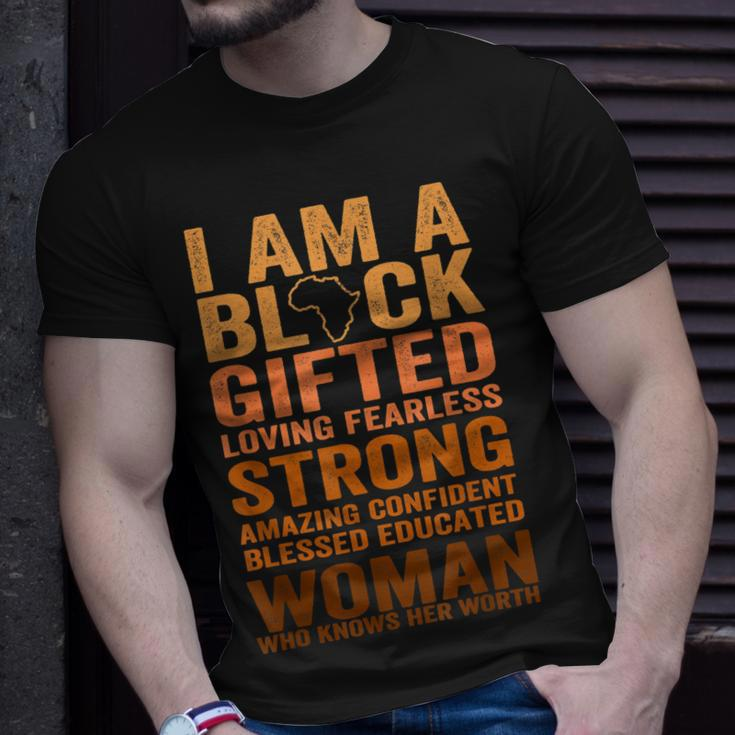 I Am Strong Black Woman Blessed Educated Black History Month T-Shirt Gifts for Him