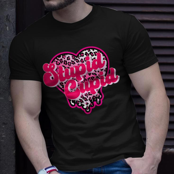 Stupid Cupid Anti Valentine Groovy Valentine Checker Heart T-Shirt Gifts for Him