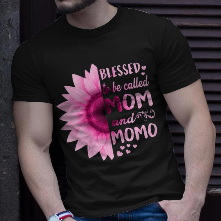 Sunflower Blessed To Be Called Mom And Momo Gift For Womens Unisex T-Shirt Gifts for Him