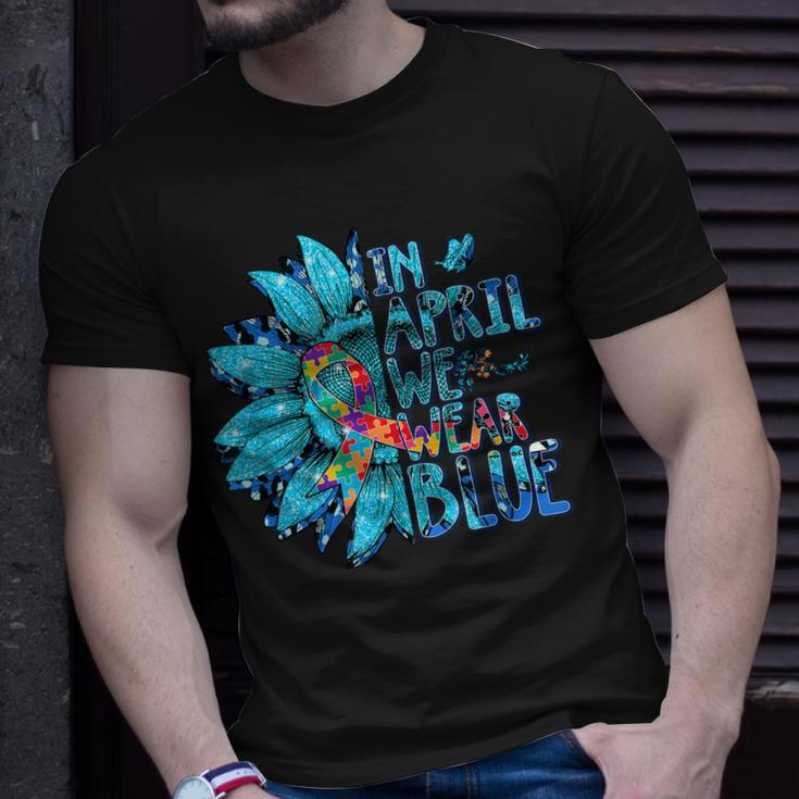 Sunflower Puzzle In April We Wear Blue Autism Awareness Unisex T-Shirt Gifts for Him