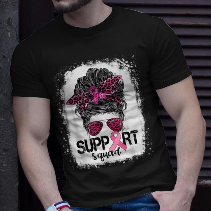 Support Squad Messy Bun Pink Warrior Breast Cancer Awareness V2 Unisex T-Shirt Gifts for Him