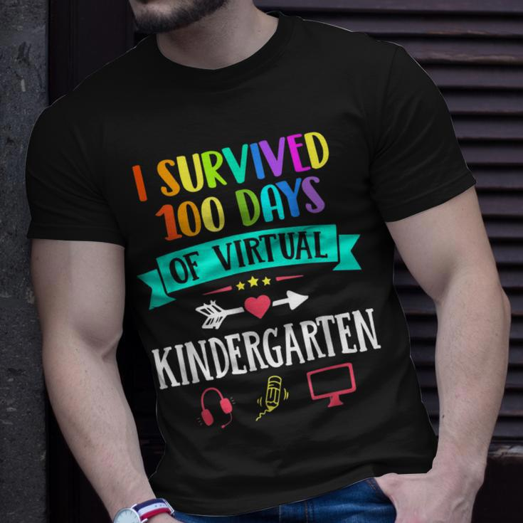I Survived 100 Days Of Virtual Kindergarten Teacher Kid T-Shirt Gifts for Him