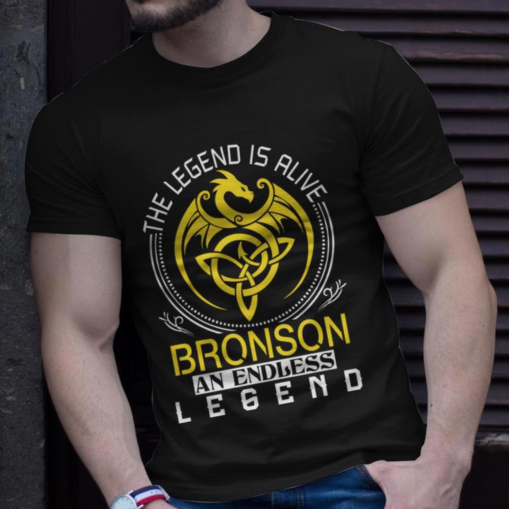 The Legend Is Alive Bronson Family Name Unisex T-Shirt Gifts for Him