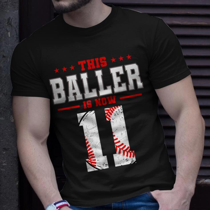 This Baller Is Now 11 Birthday Baseball Theme Bday Party Unisex T-Shirt Gifts for Him