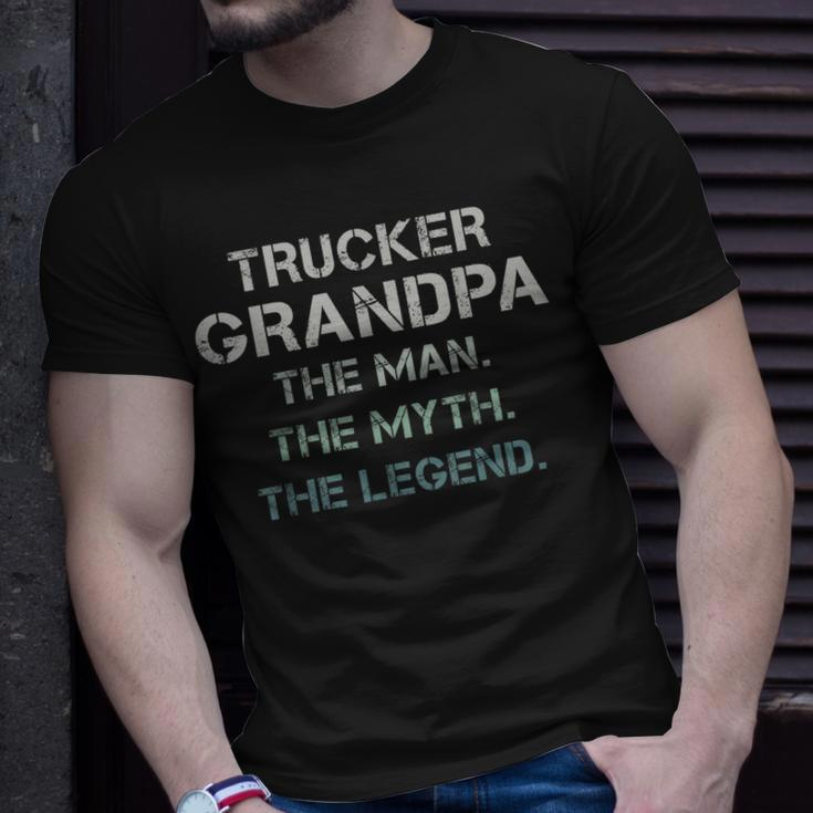 Trucker Grandpa The Man The Myth The Legend Grandparents Day Unisex T-Shirt Gifts for Him