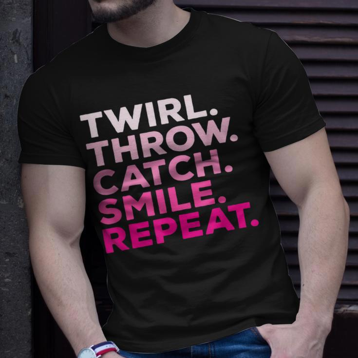 Twirl Throw Catch Smile Repeat Baton Twirling Unisex T-Shirt Gifts for Him