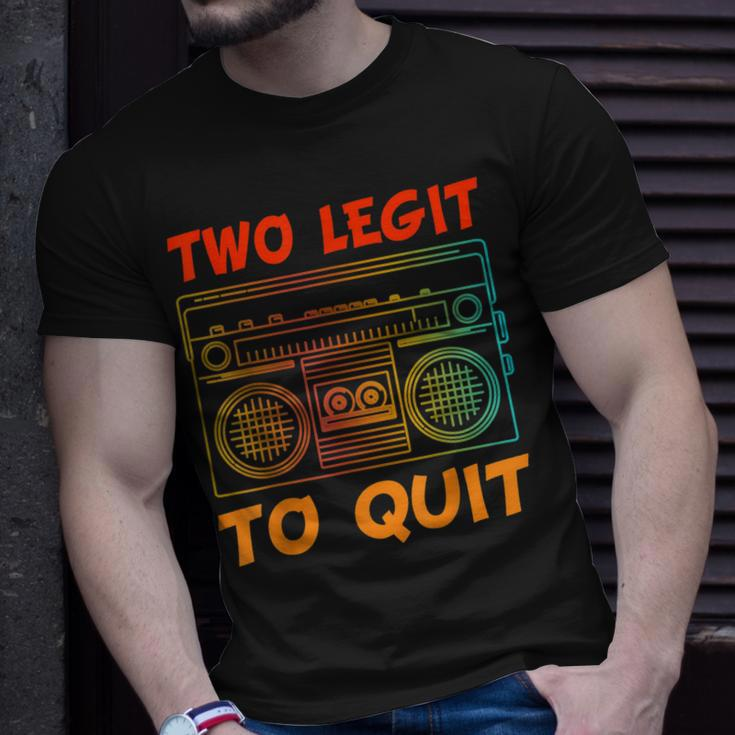 Two Legit To Quit Funny Hip Hop Theme 2Nd Birthday Costume Unisex T-Shirt Gifts for Him