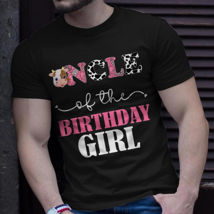 Uncle Of The Birthday For Girl Cow Farm 1St Birthday Cow Unisex T-Shirt Gifts for Him