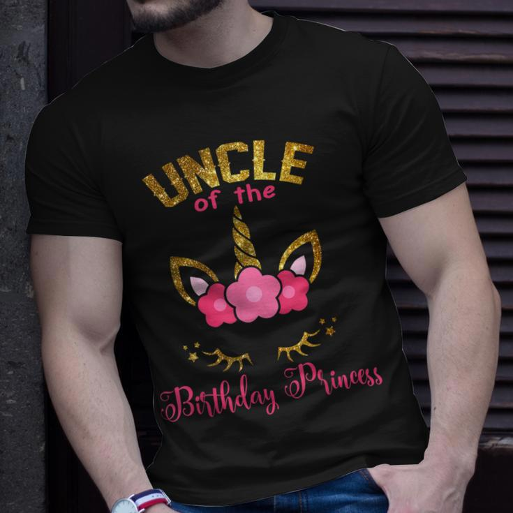 Uncle Of The Birthday Princess Floral Unicorn Unisex T-Shirt Gifts for Him