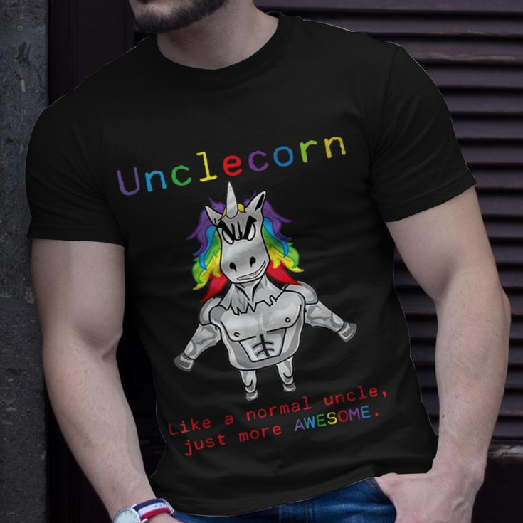 Unclecorn Unicorn With Muscle Normal Uncle Just Awesome Gift For Mens Unisex T-Shirt Gifts for Him