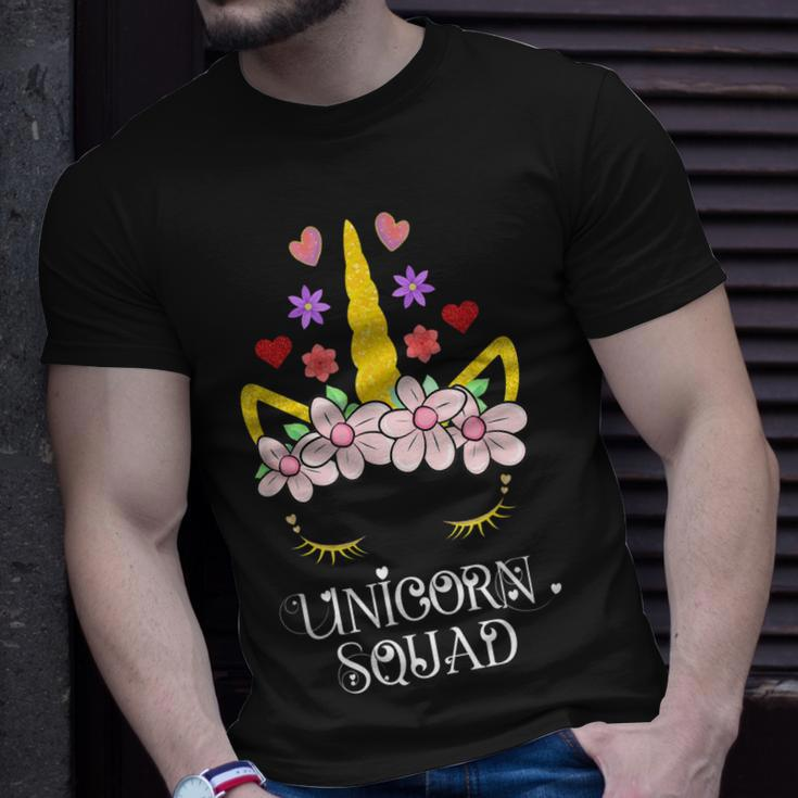 Unicorn Squad Cute Floral Outfit For Mom Grandma Ladies Unisex T-Shirt Gifts for Him