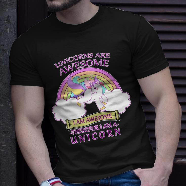 Unicorns Are Awesome Therefor I Am S Unicorn Unisex T-Shirt Gifts for Him